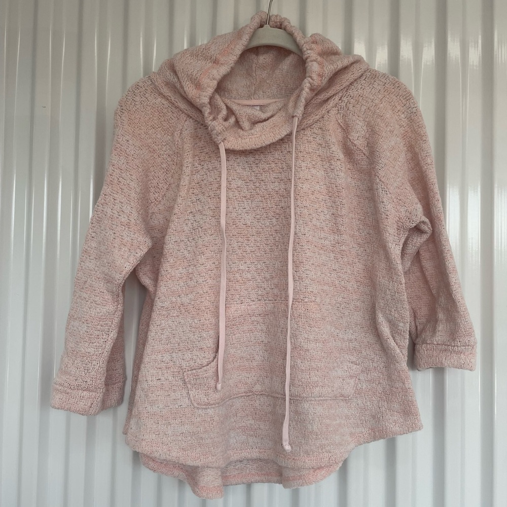 No Boundaries Pink Cowl Neck Sweater with 3/4 Sleeves